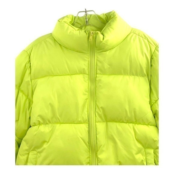 Forever 21 Green Puffer Jacket Womens Medium Polyester Fill Draw String‎ Bottom - Picture 5 of 9